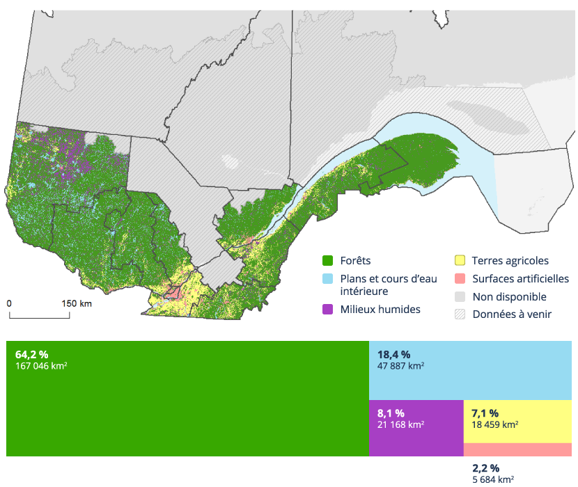 Carte du Québec méridional. 