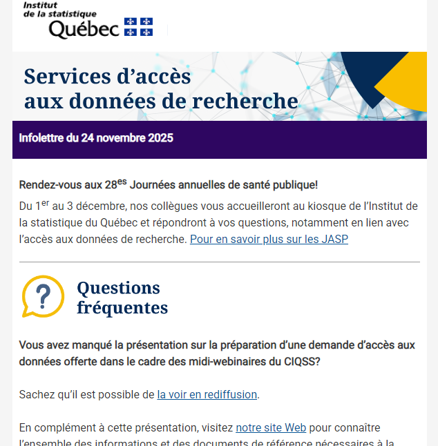 Début de la dernière infolettre