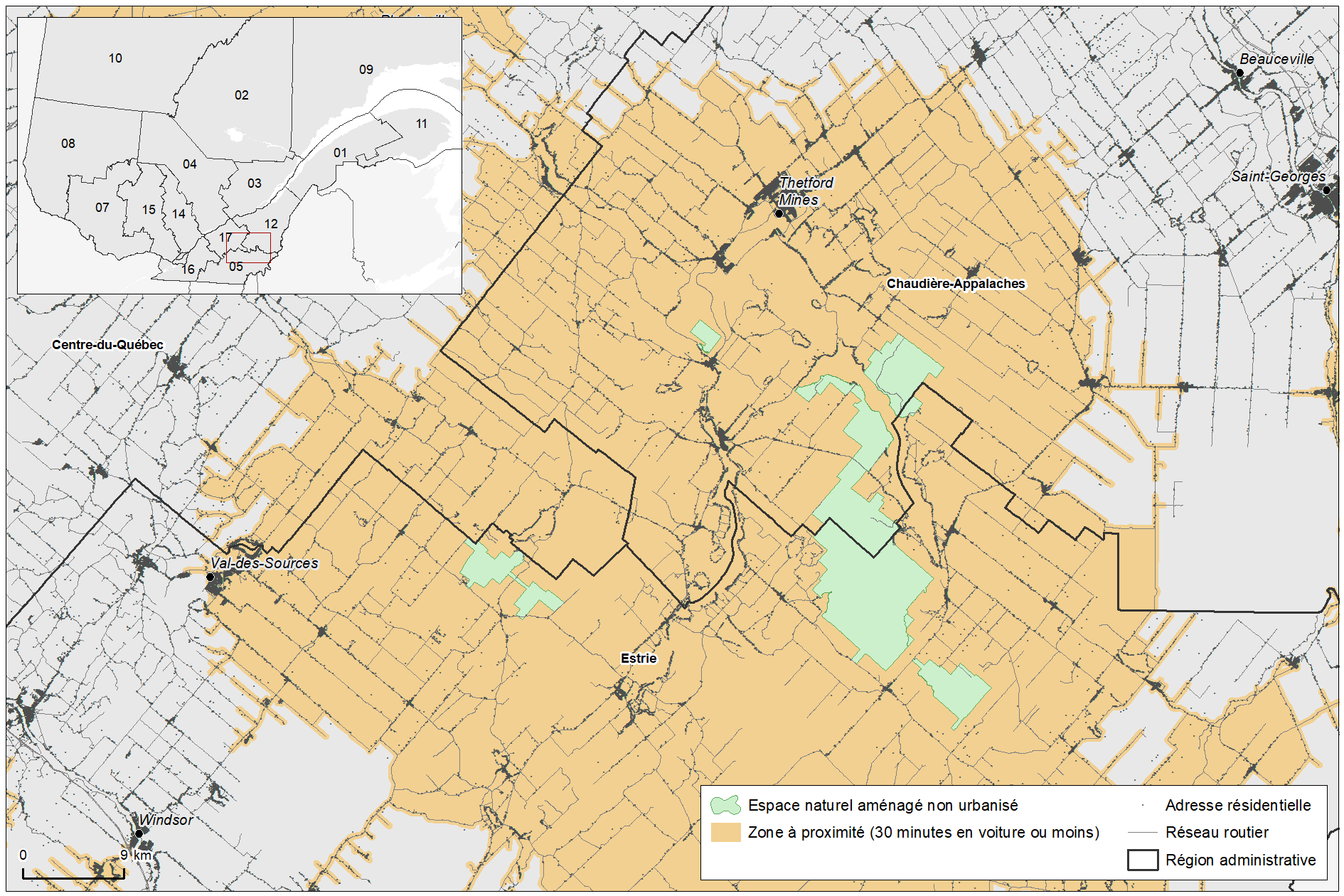 Carte d&eacute;taill&eacute;e qui montre pour exemple le secteur Lebourgneuf - Neufch&acirc;tel de la ville de Qu&eacute;bec.